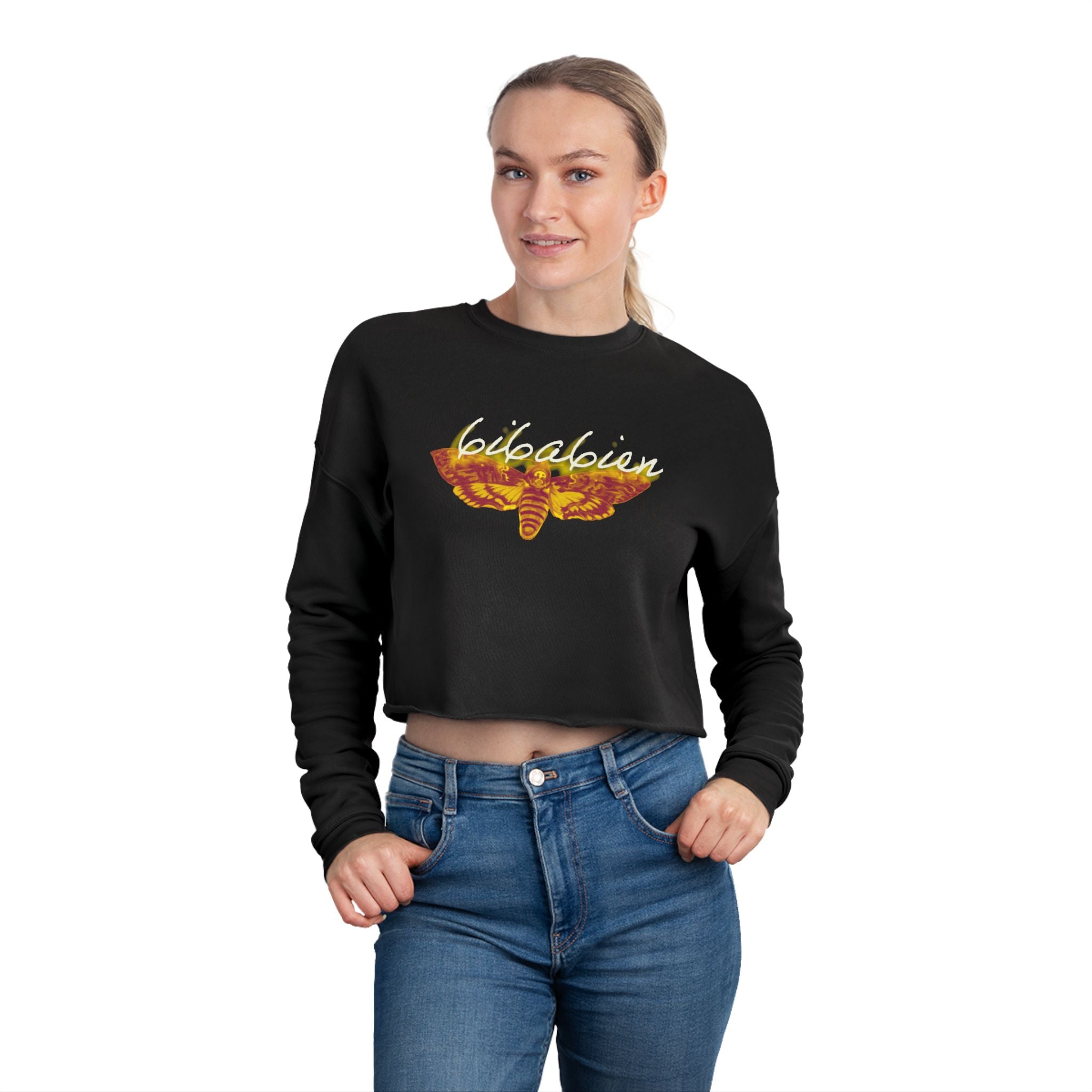 6i6a6ien Moth Women's Cropped Sweatshirt