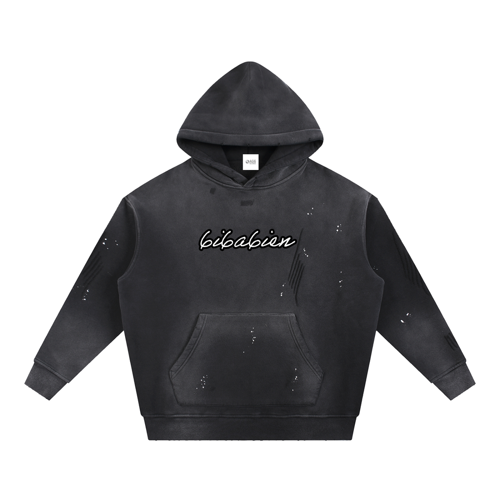 6i6a6ien x AG6 Vintage Washed Frayed Fleece Hoodie