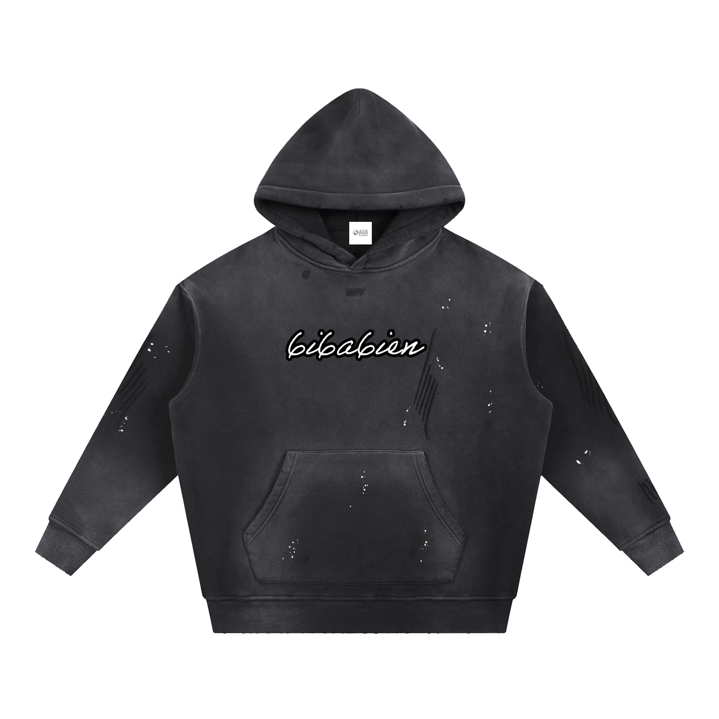 6i6a6ien x AG6 Vintage Washed Frayed Fleece Hoodie
