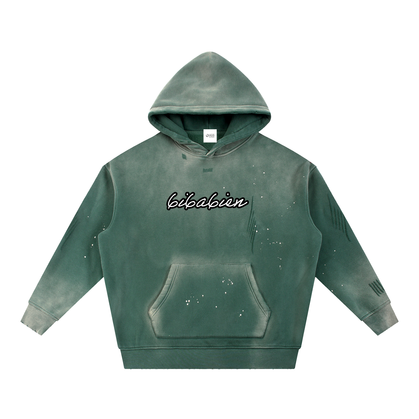 6i6a6ien x AG6 Vintage Washed Frayed Fleece Hoodie