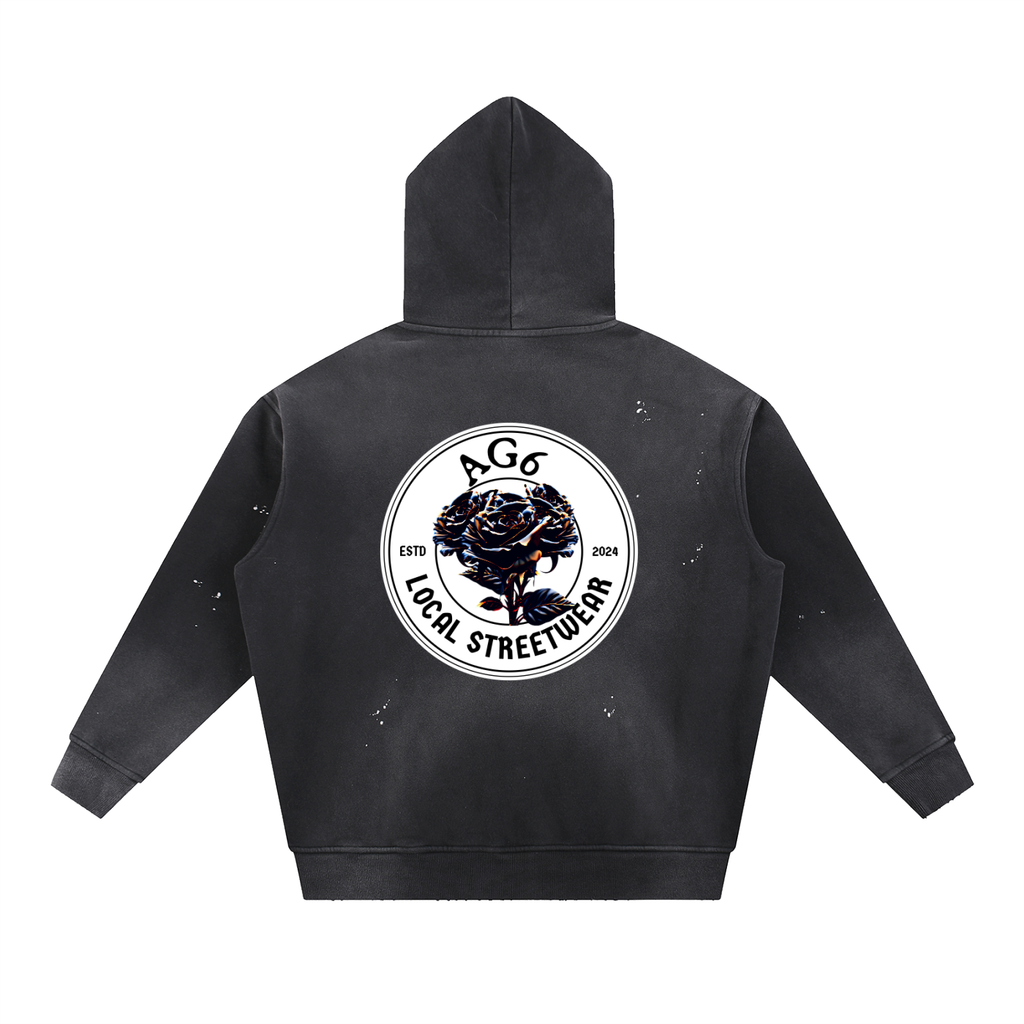 6i6a6ien x AG6 Vintage Washed Frayed Fleece Hoodie