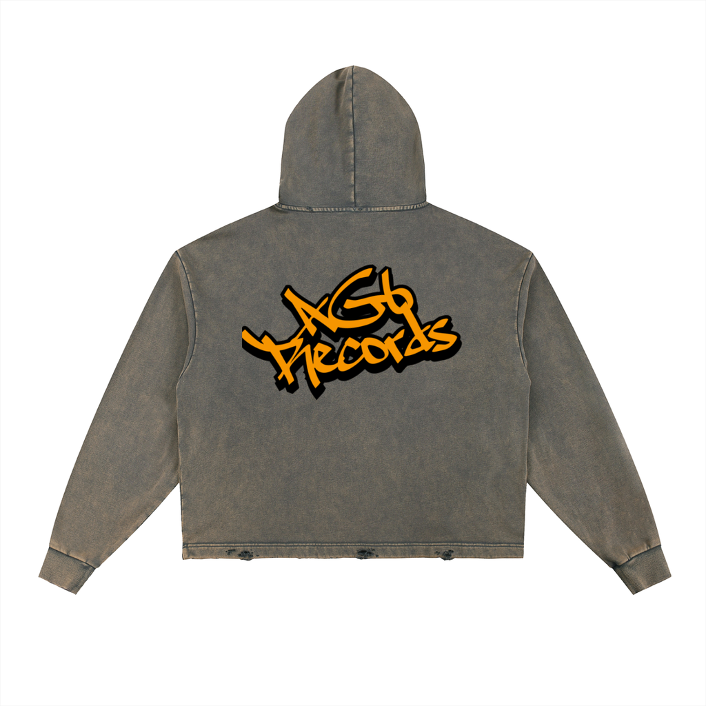 FxxK 6i6a6ien Vintage Washed Frayed-Hem Hoodie