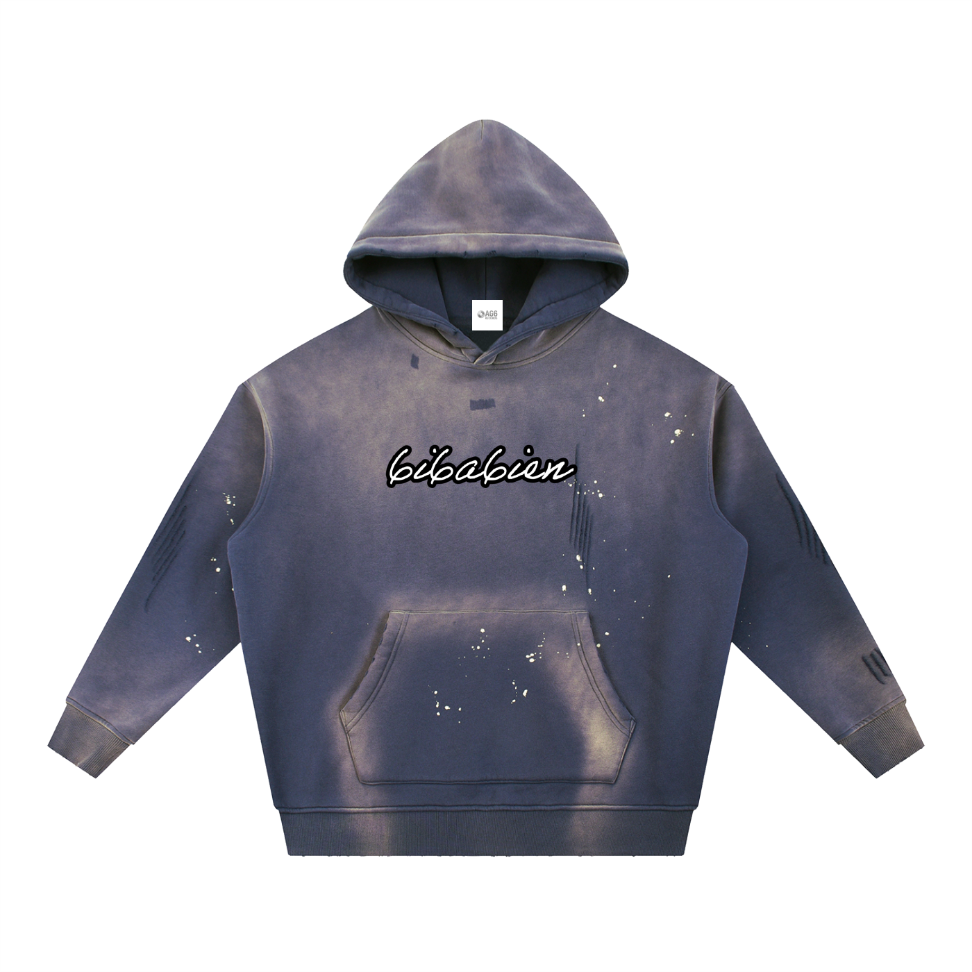 6i6a6ien x AG6 Vintage Washed Frayed Fleece Hoodie
