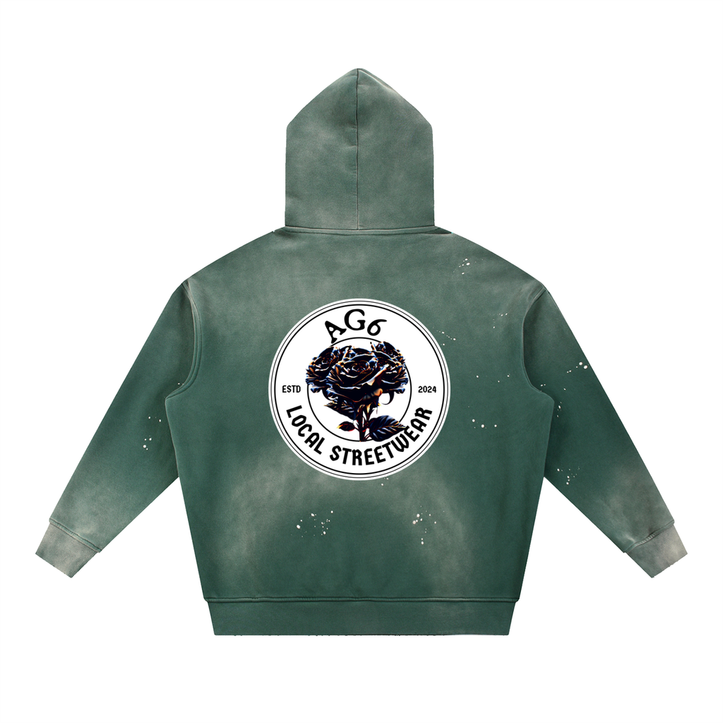 6i6a6ien x AG6 Vintage Washed Frayed Fleece Hoodie