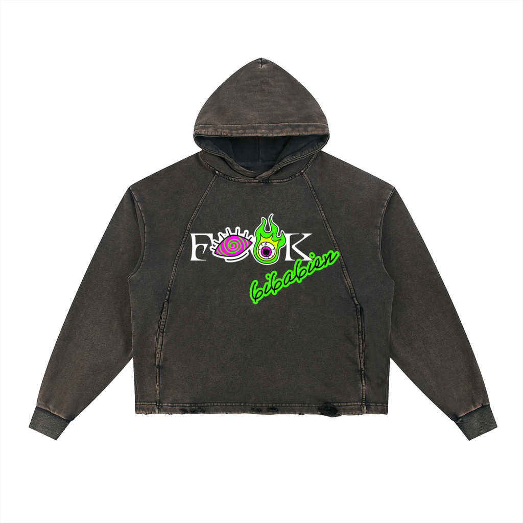 FxxK 6i6a6ien Vintage Washed Frayed-Hem Hoodie