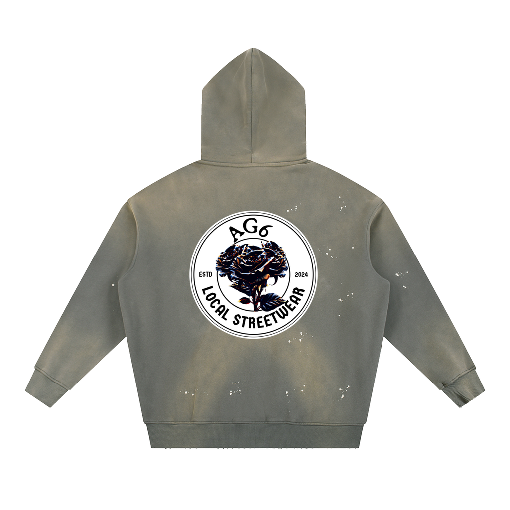 6i6a6ien x AG6 Vintage Washed Frayed Fleece Hoodie