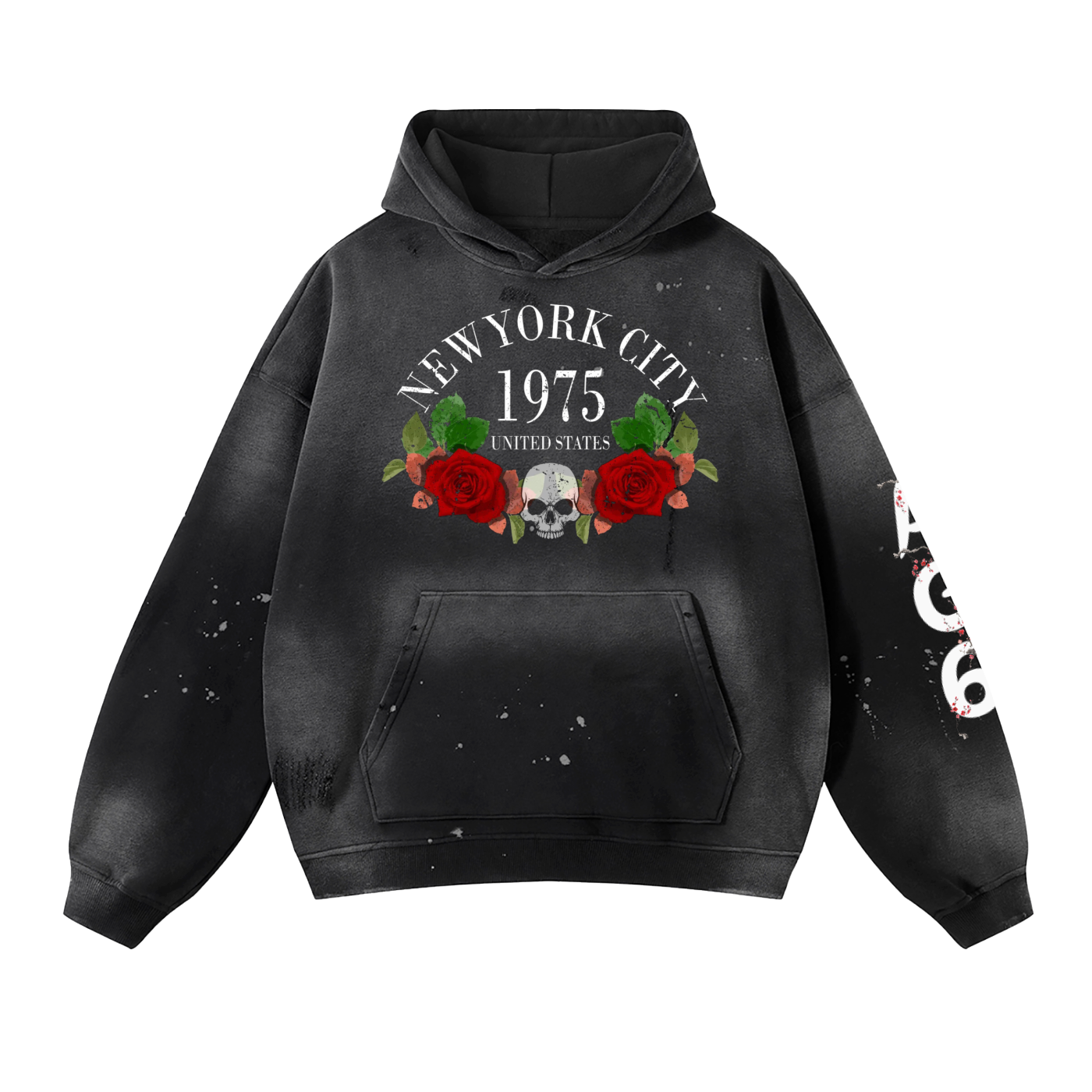 Vintage Washed Frayed Fleece Hoodie