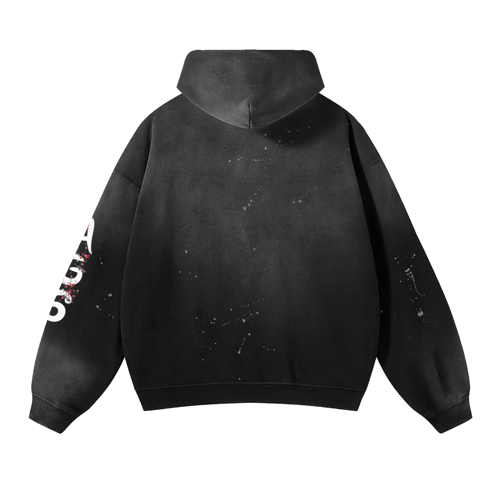 Vintage Washed Frayed Fleece Hoodie